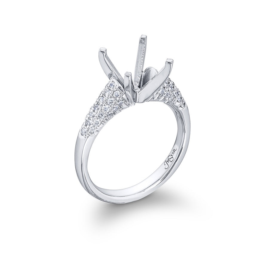 Beautiful diamond semi-mount featuring round diamonds in a 3 sided micro pave setting. Handcrafted in pure platinum.
