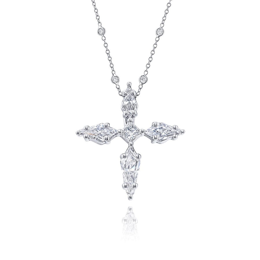 Platinum Kite Diamond Cross Pendant