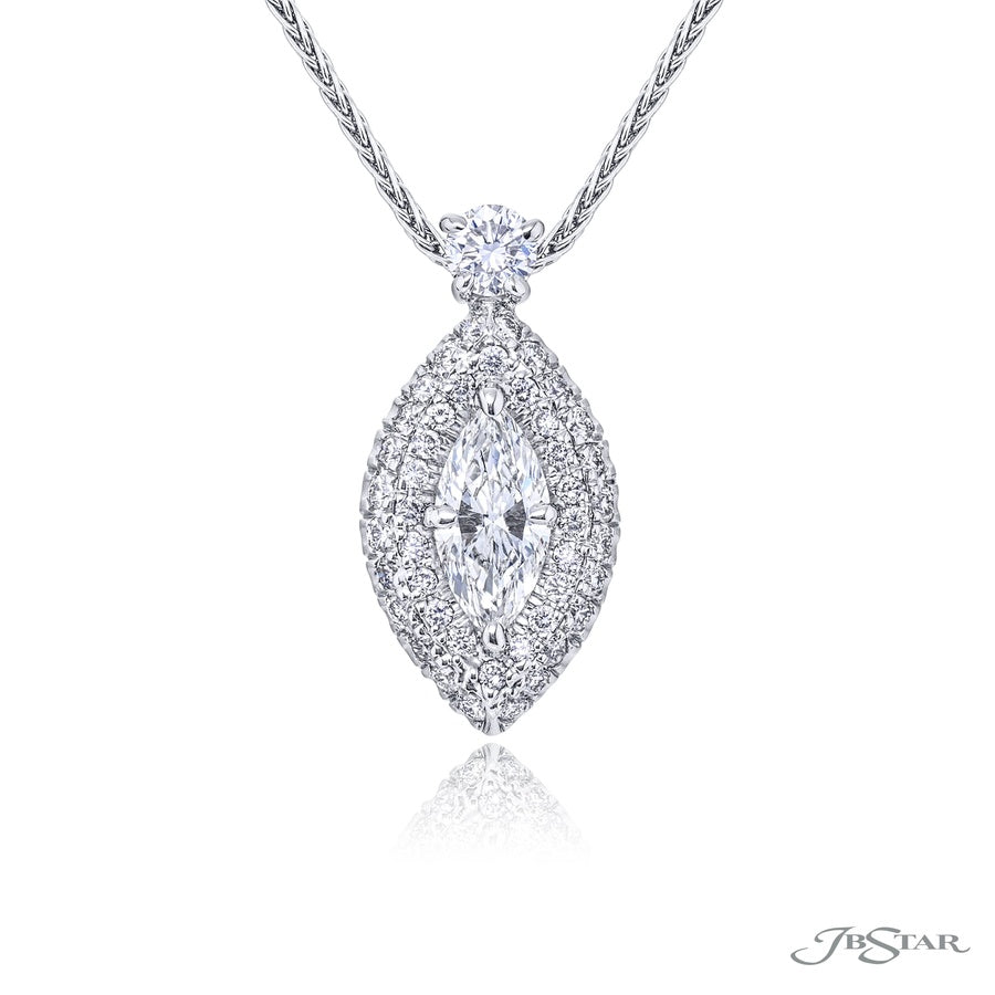 Exquisite Style: One-of-a-Kind Marquise Diamond Pendant with Pave Accents in Platinum