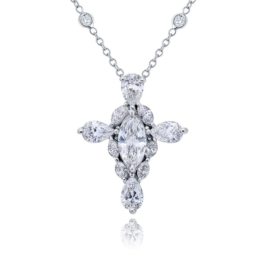 Exquisite Style: Our Timeless GIA-Certified Diamond Cross Pendant in Pure Platinum