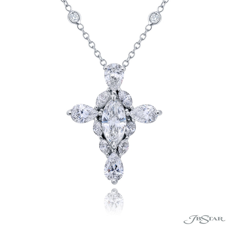 Exquisite Style: Our Timeless GIA-Certified Diamond Cross Pendant in Pure Platinum