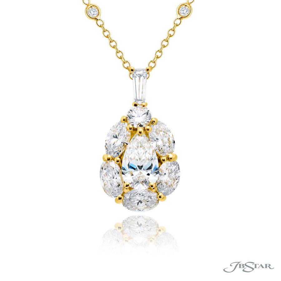 Exquisite Style: 1.04 ct GIA Certified Pear-Shaped Diamond Pendant with Oval and Round Diamonds in 18K Yellow Gold