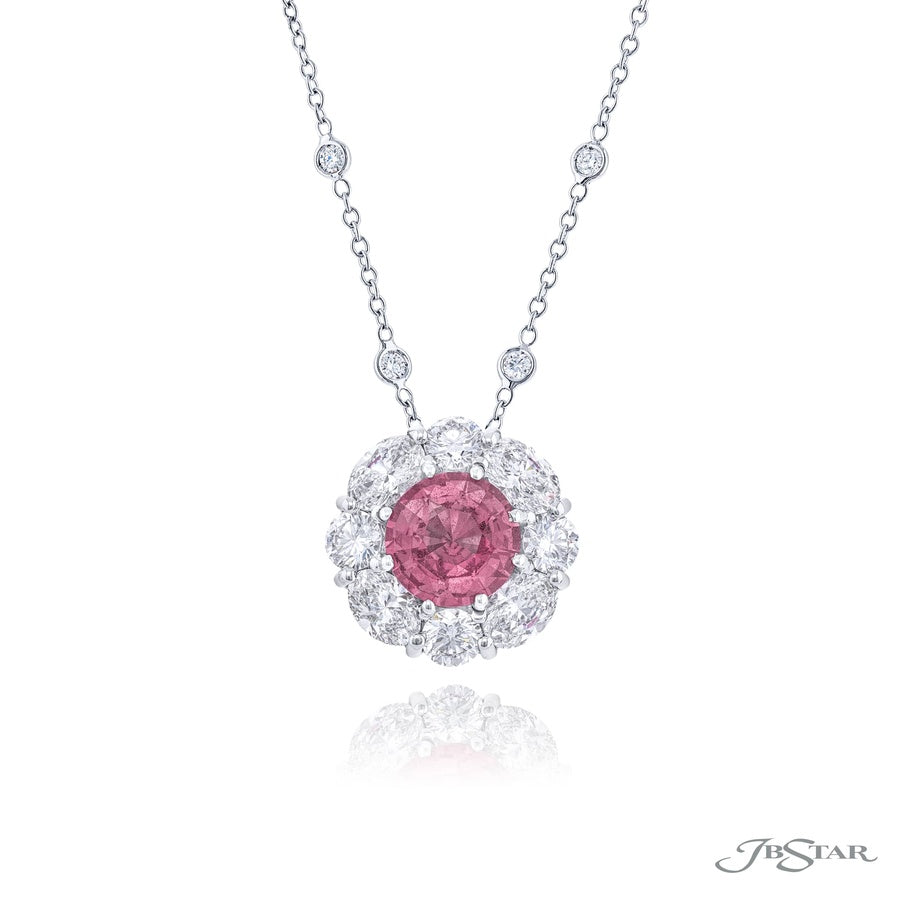 Exquisite Style: Signature 2.31 ct No-Heat Pink Sapphire Pendant with Round and Oval Diamonds in Platinum