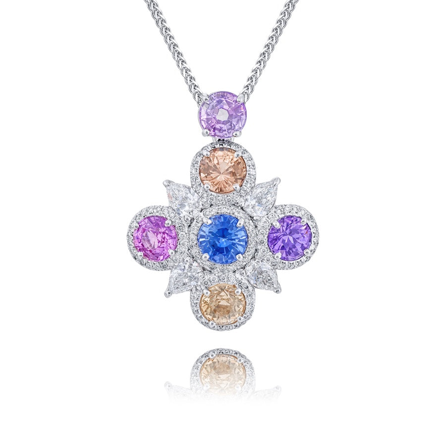 Platinum Round-Cut Sapphire Pendant