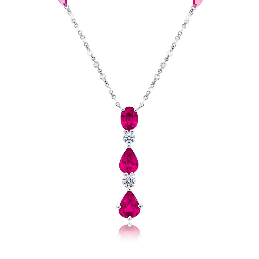 Platinum Pear-Shaped Pink Sapphire Certified Drop Pendant