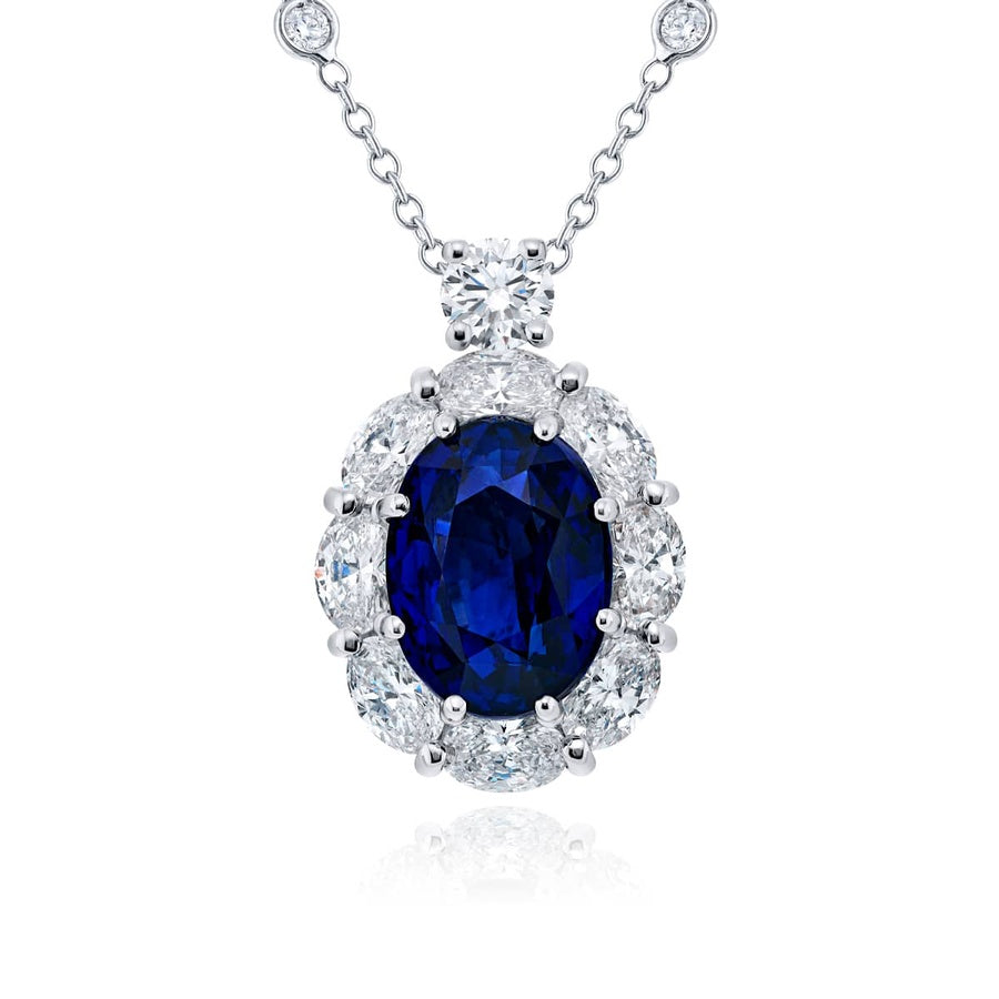 Exquisite Style: Timeless 4.34 ct. GIA-Certified Encircled Sapphire Pendant