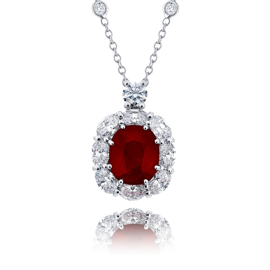 Platinum Oval Ruby Certified Pendant