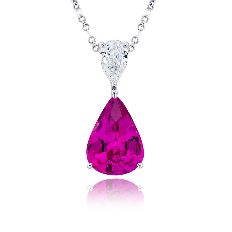 Platinum Pear Shape Pink Sapphire Certified Pendant