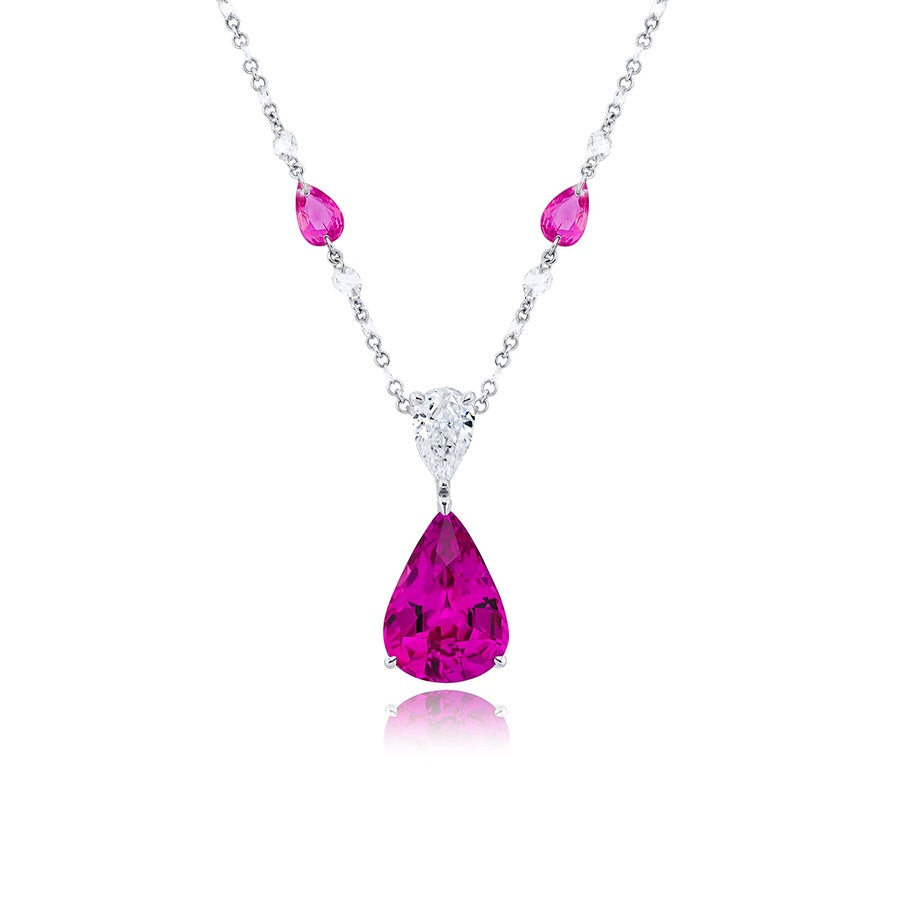 Platinum Pear Shape Pink Sapphire Certified Pendant