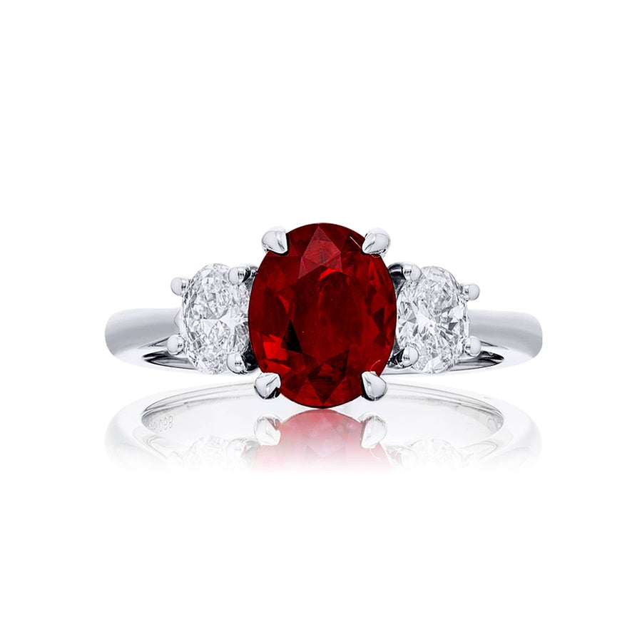 Platinum Oval Burmese Ruby Certified Ring