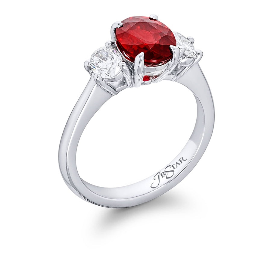 Platinum Oval Burmese Ruby Certified Ring