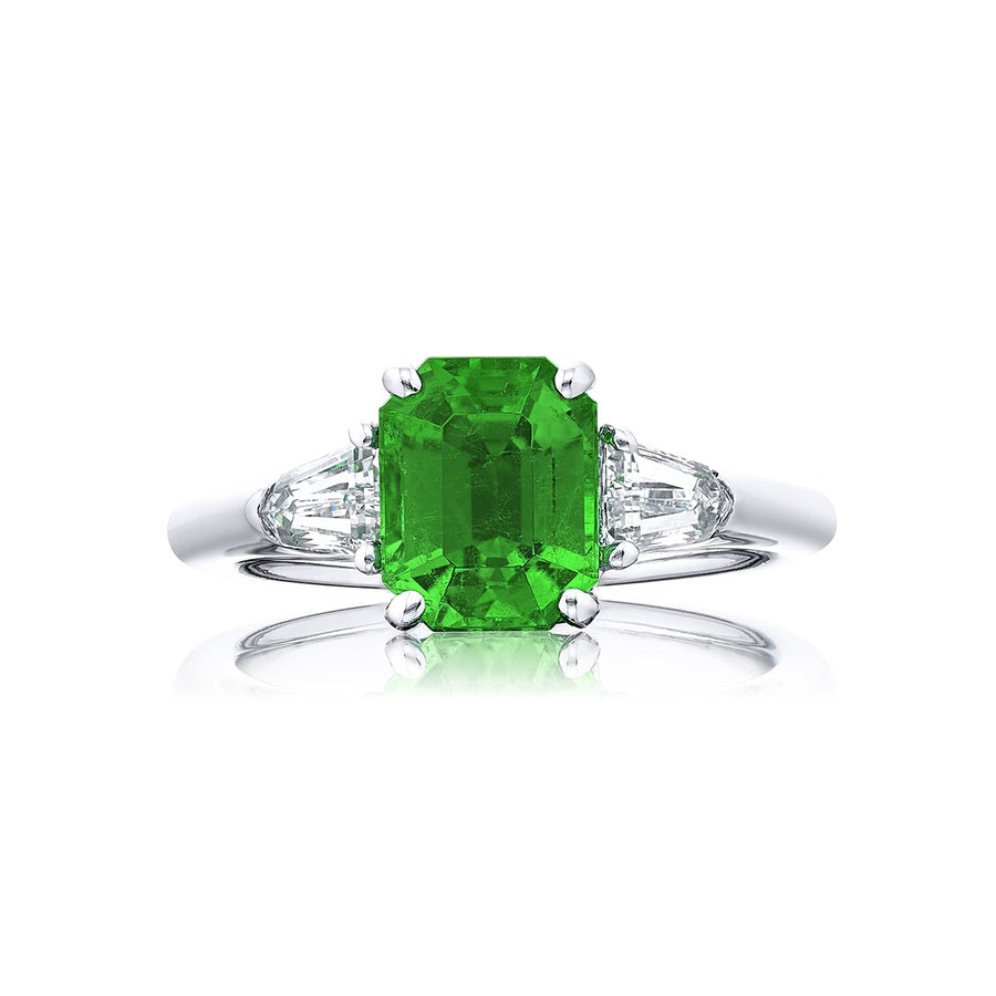 Platinum Emerald-Cut Colombian Vivid Emerald Certified Ring