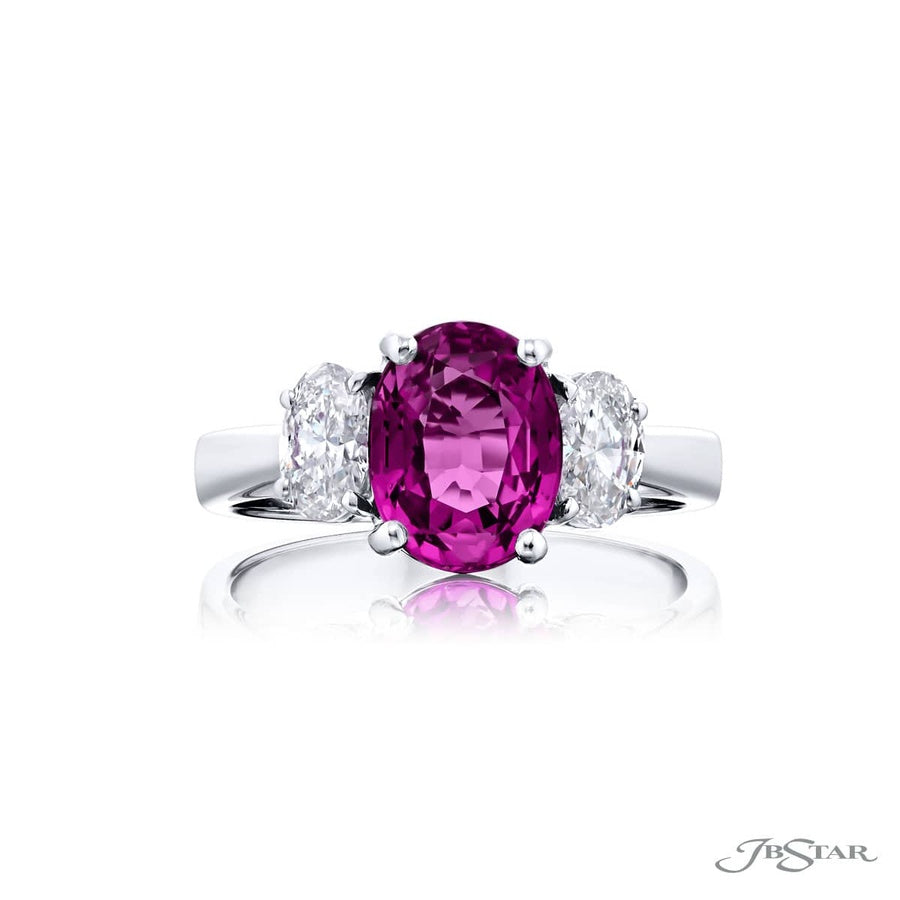 2.54 ct. GIA-Certified No-Heat Pink Sapphire & Diamond Ring in Platinum