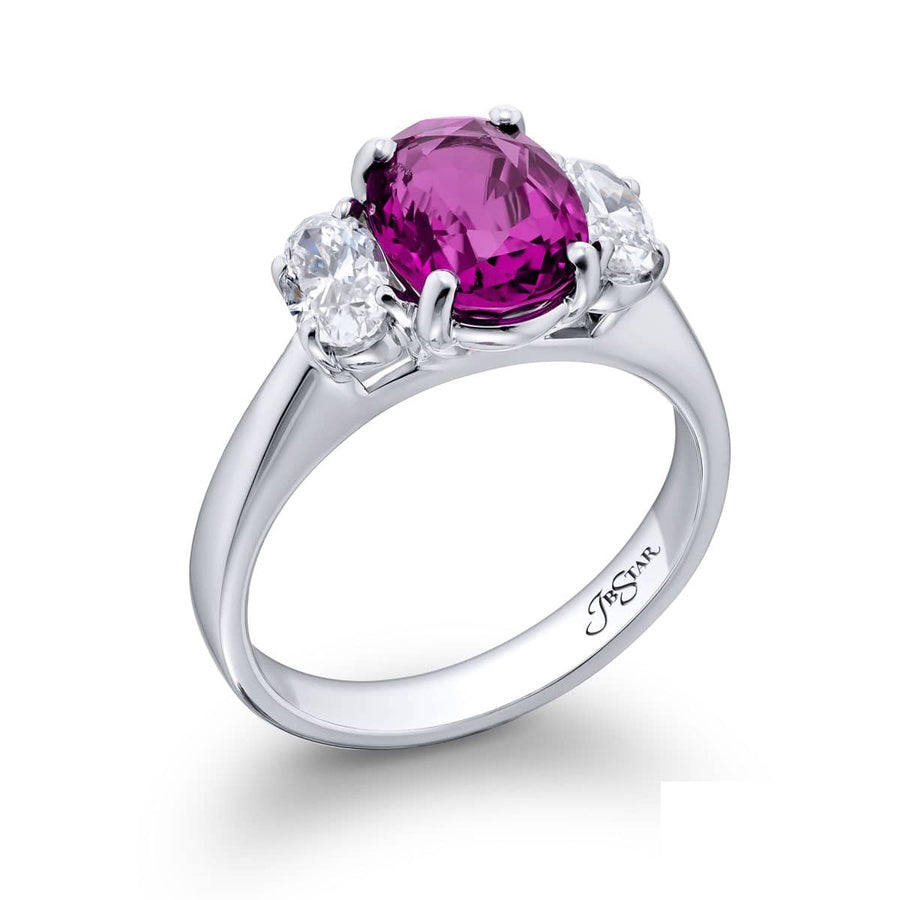 Platinum Oval No-Heat Purple Sapphire Certified Ring