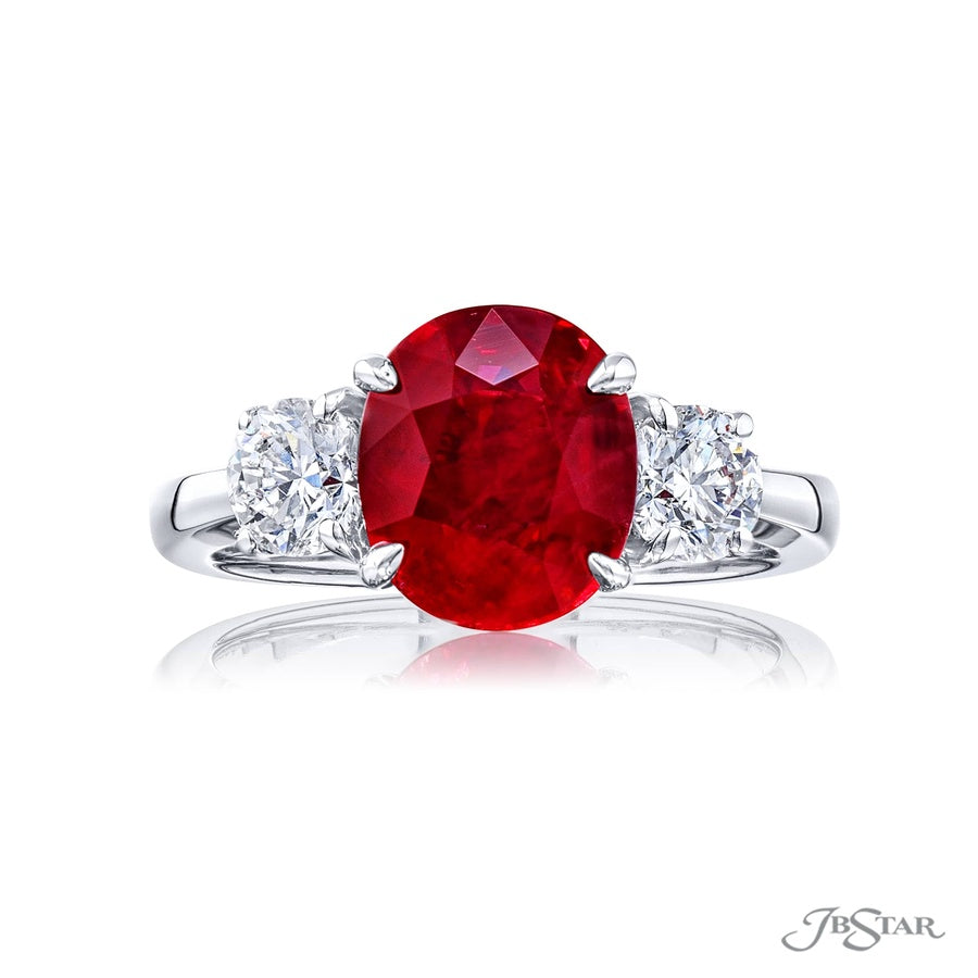 3.01 ct. Oval Burmese Ruby & Diamond Ring in Platinum