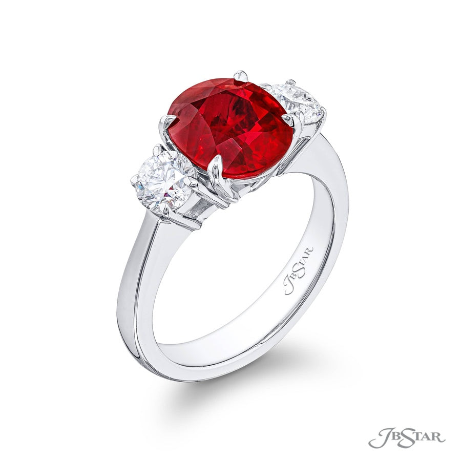 3.01 ct. Oval Burmese Ruby & Diamond Ring in Platinum