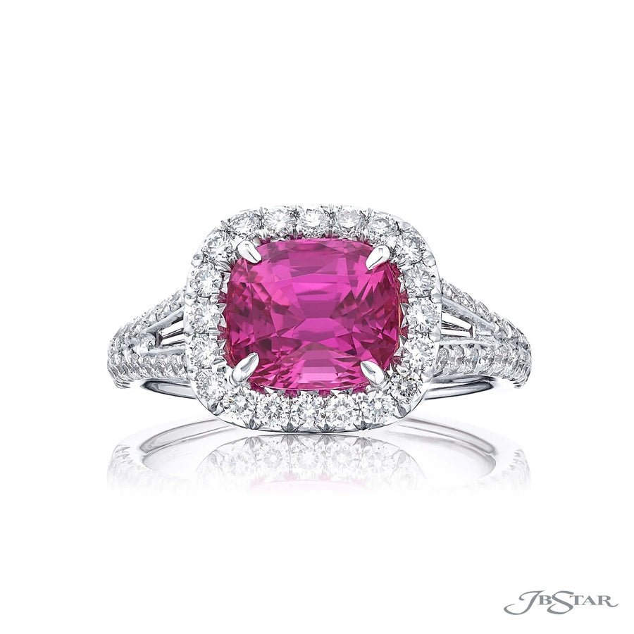 3.07 ct. Padparadscha Sapphire & Diamond Ring in Platinum
