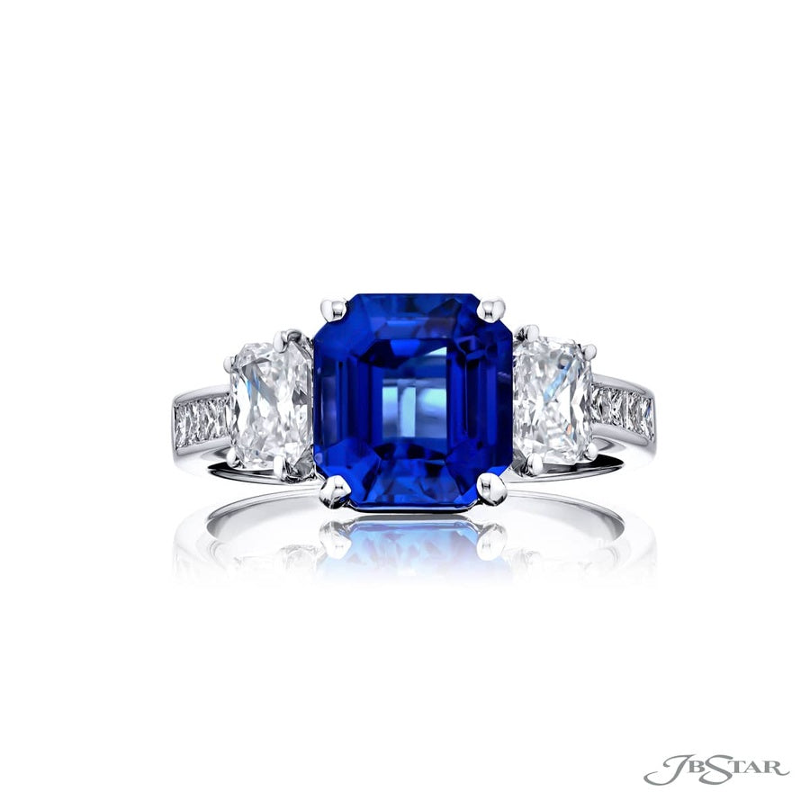 2.99 ct. Emerald-Cut Tanzanite and Diamond Ring in Platinum