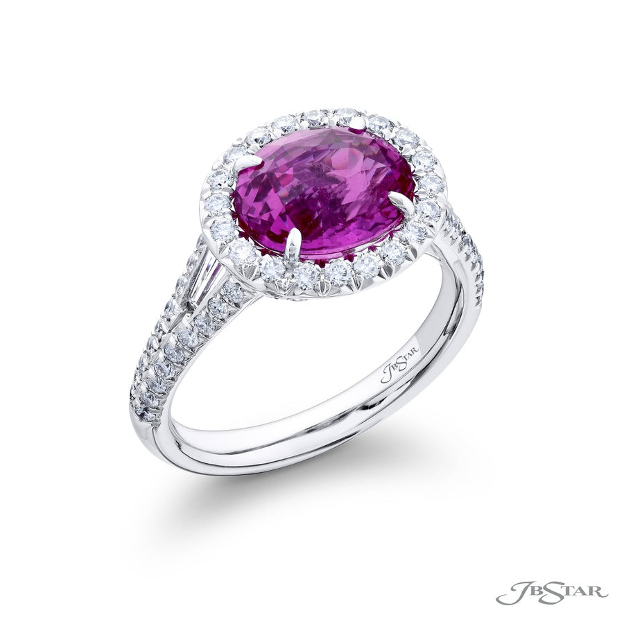 4.04 ct. Micro Pave Padparadscha Sapphire & Diamond Ring in Platinum