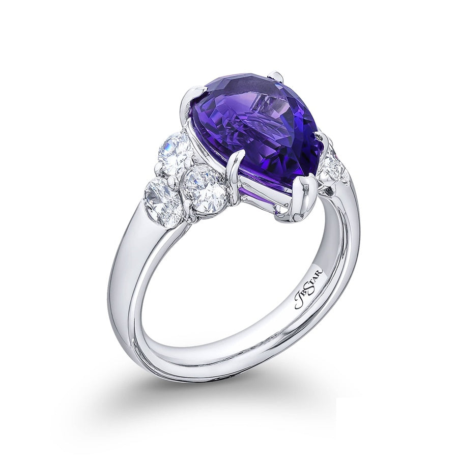Platinum Pear-Shaped Amethyst Ring