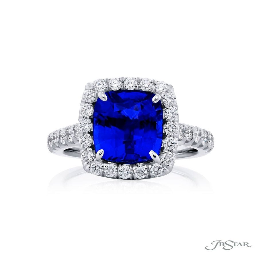 Sapphire & Diamond Ring 4.43 ct. Cushion Cut Micro Pave