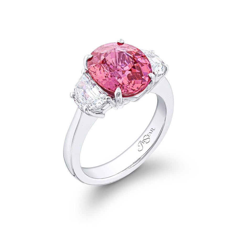 Platinum Oval No-Heat Pink Sapphire Certified Ring