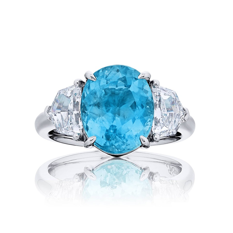 Platinum Oval Paraiba Certified Ring