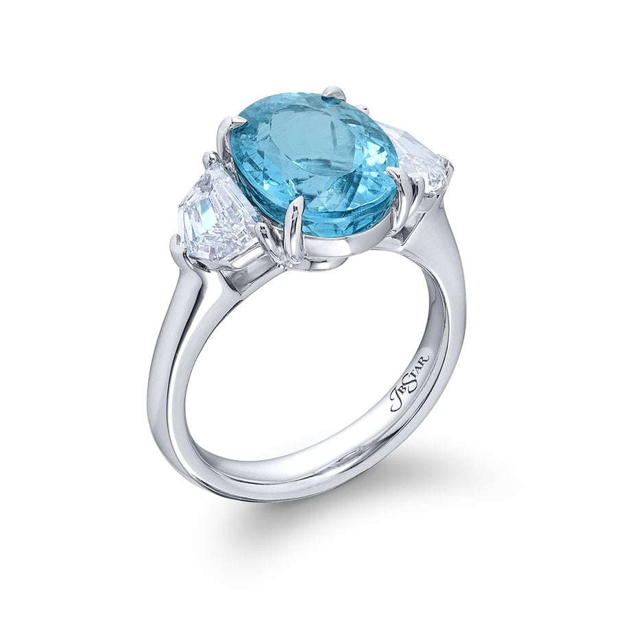 Platinum Oval Paraiba Certified Ring