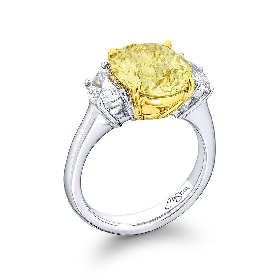 Platinum Oval No-Heat Sri Lankan Yellow Sapphire Certified Ring