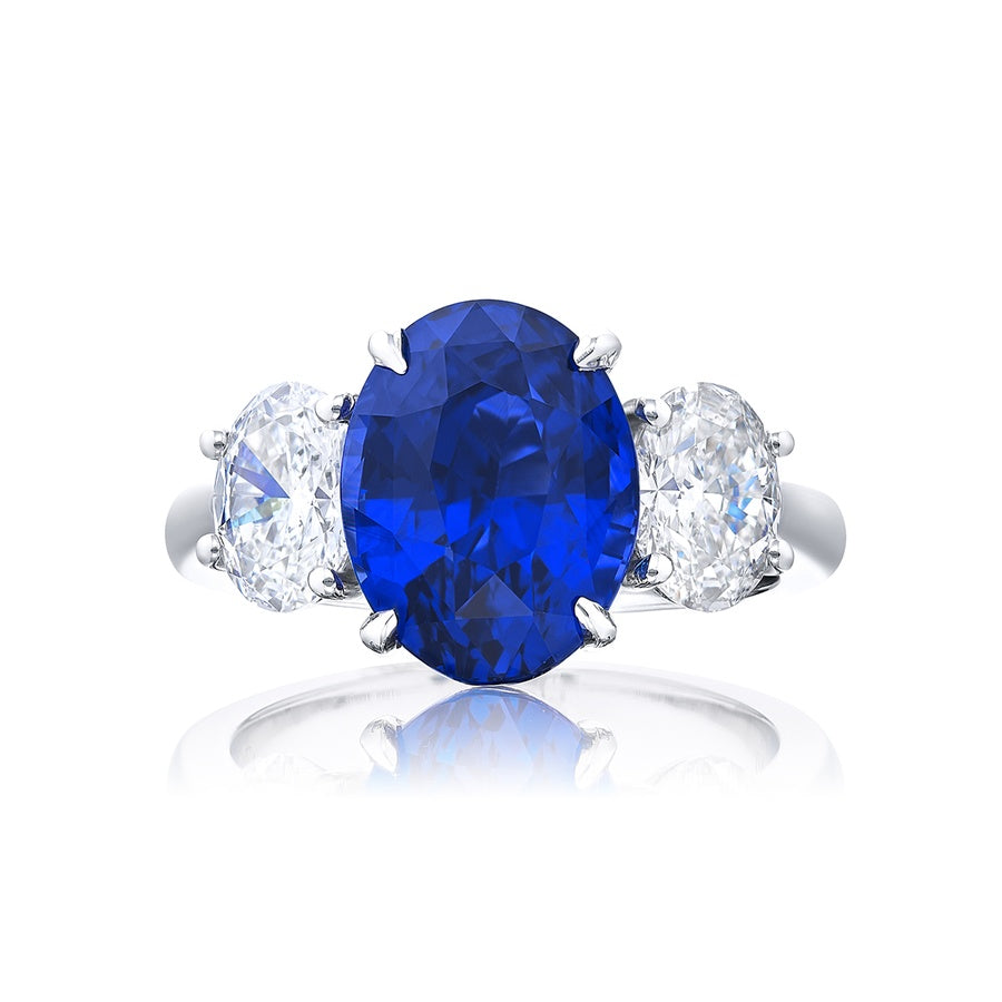 Platinum Oval Sri Lankan Sapphire Certified Ring