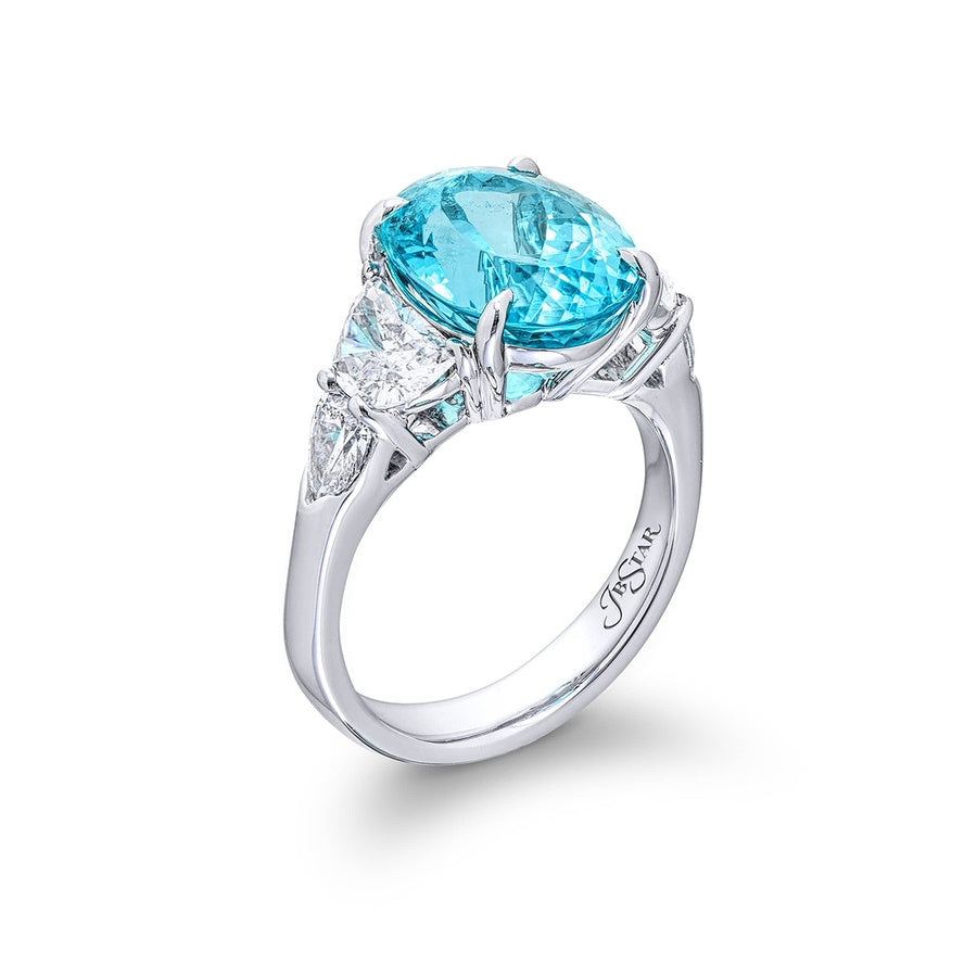 Platinum Oval Paraiba Certified Ring