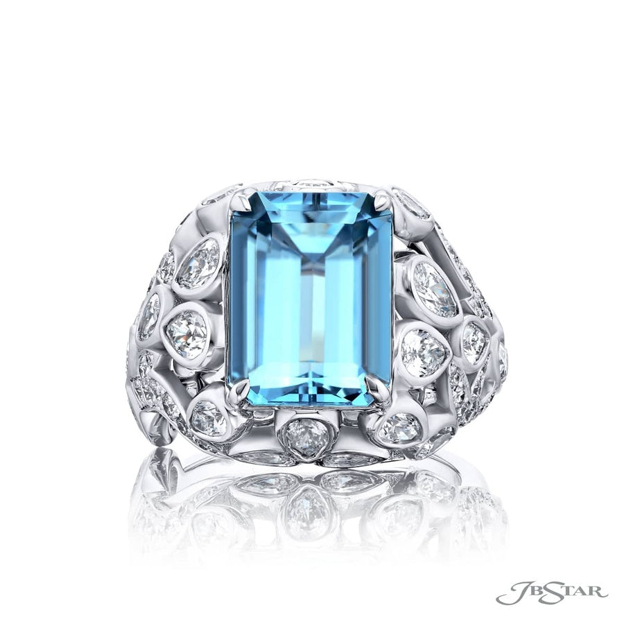 5.32 ct. Aquamarine & Diamond Ring in Platinum