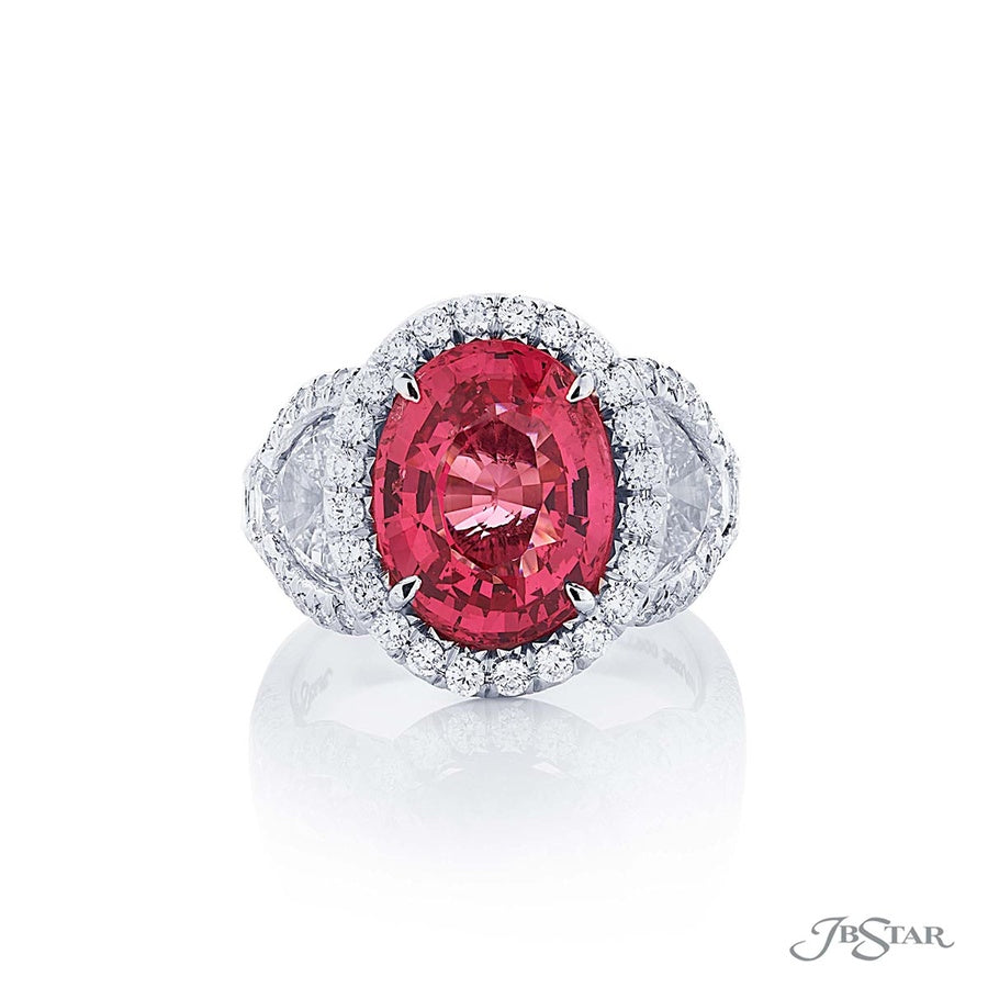 5.13 ct. Certified No-Heat Oval Pink Spinel & Diamond Ring in Platinum