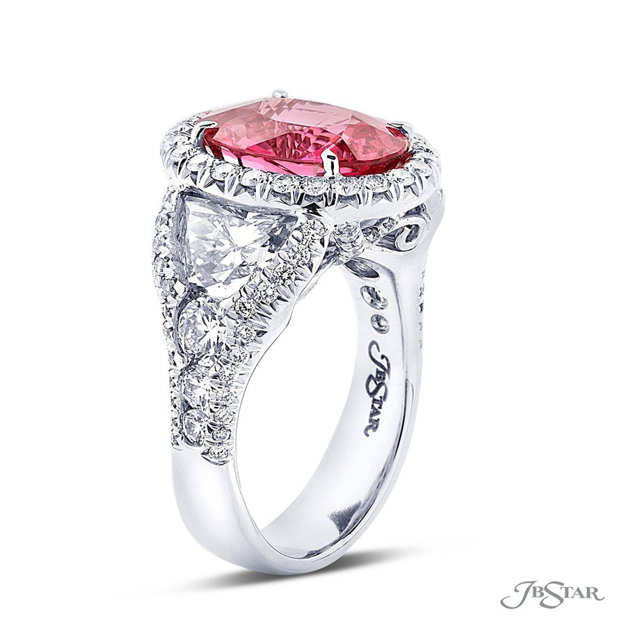 5.13 ct. Certified No-Heat Oval Pink Spinel & Diamond Ring in Platinum