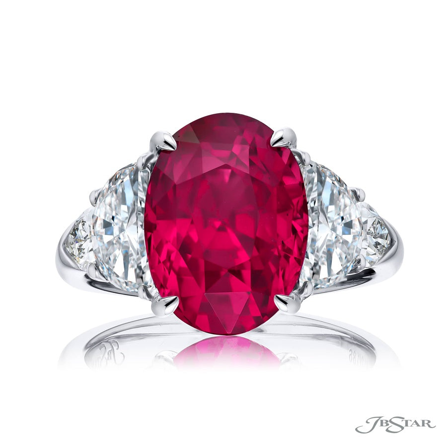 6.68 ct. Oval Pink Sapphire & Diamond Ring in Platinum