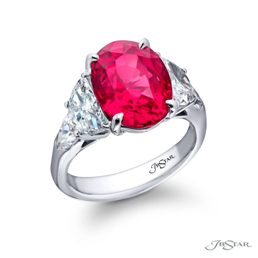 6.68 ct. Oval Pink Sapphire & Diamond Ring in Platinum