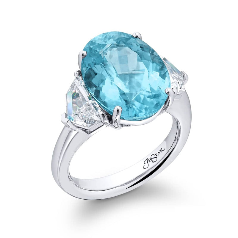Platinum Oval Paraiba Certified Ring