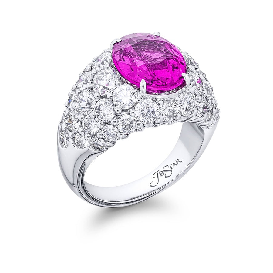 4.08 ct. No Heat Oval Spinel & Diamond Ring in Platinum
