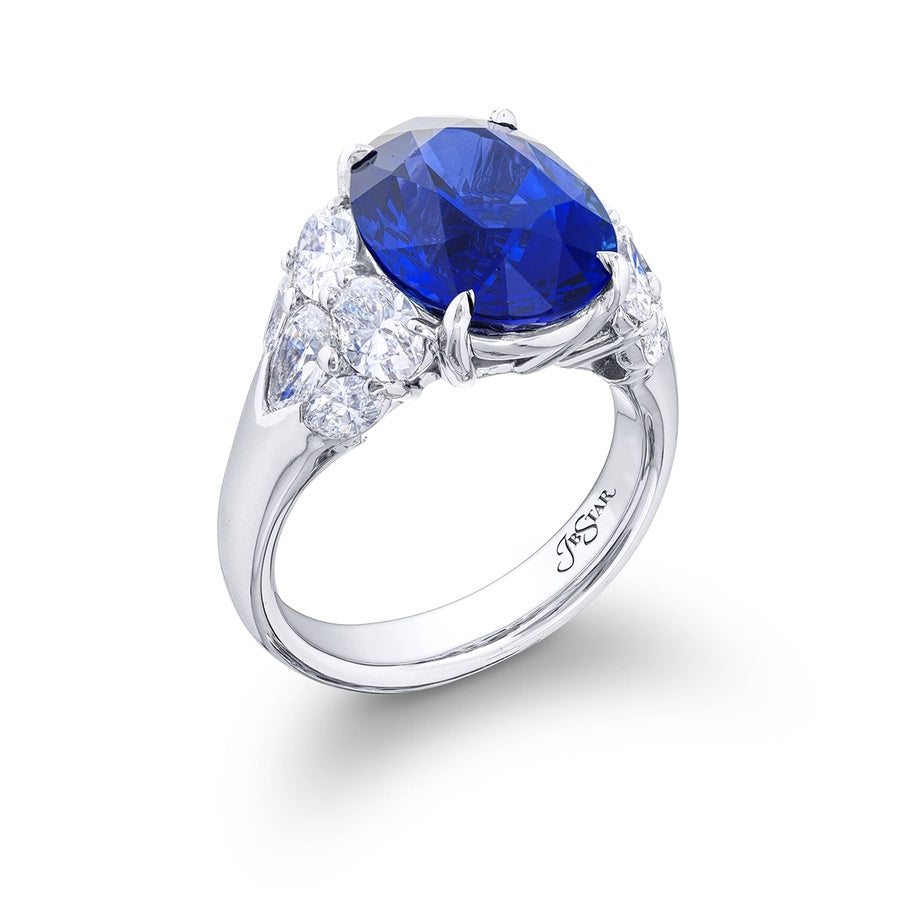Platinum Oval Sapphire Certified Ring