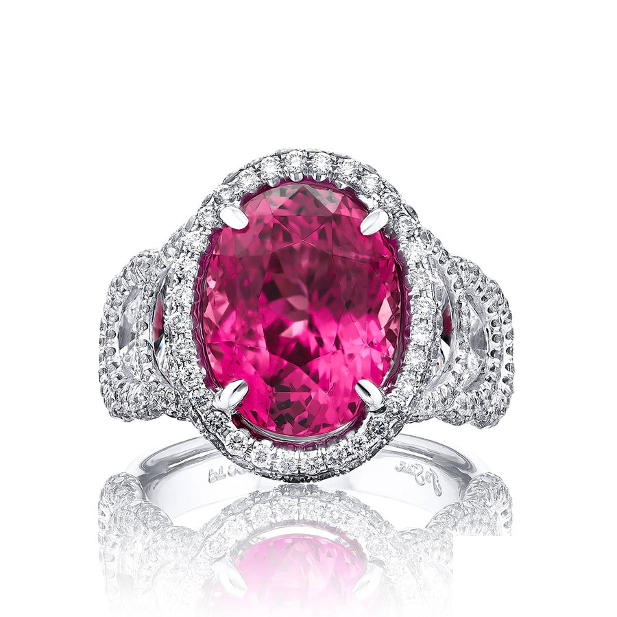Platinum Oval No-Heat Spinel Certified Micro Pave Ring