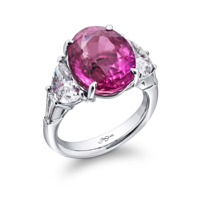 Platinum Oval Pink Sapphire Certified Ring
