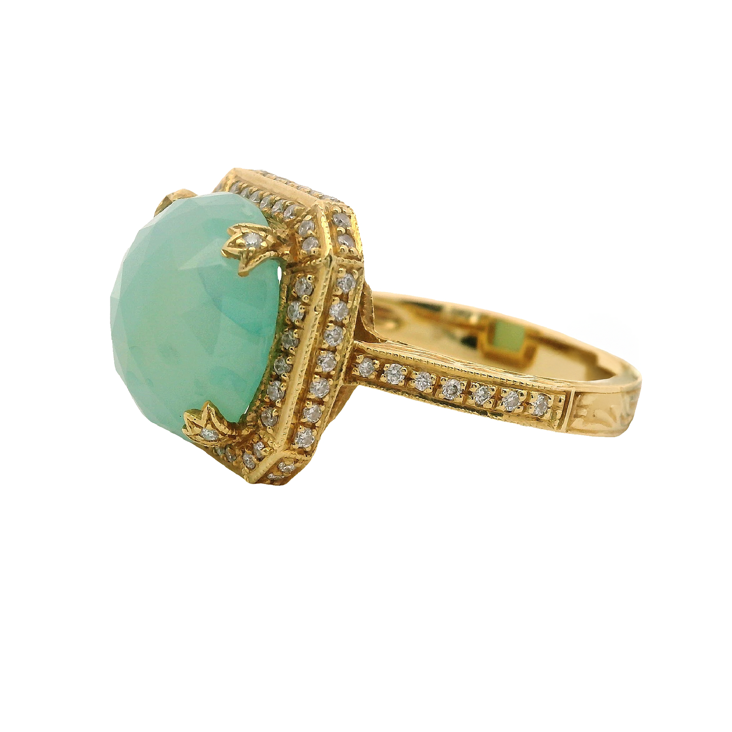 Cabochon Chalcedony Halo Ring