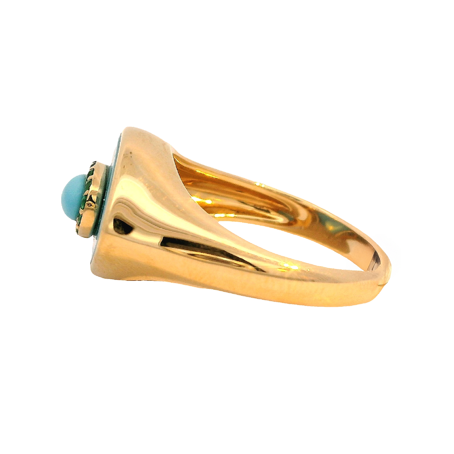 Turquoise Evil Eye Ring with Emerald Halo