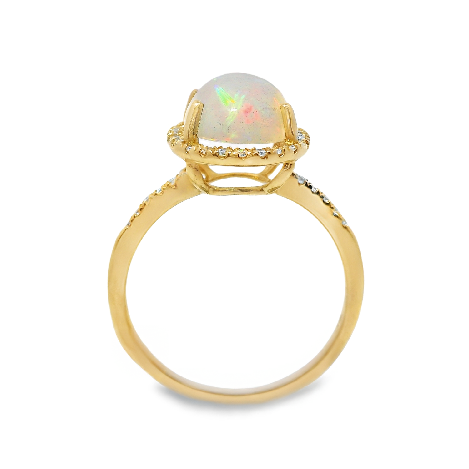 Oval Opal and Pave Diamond Halo Ring