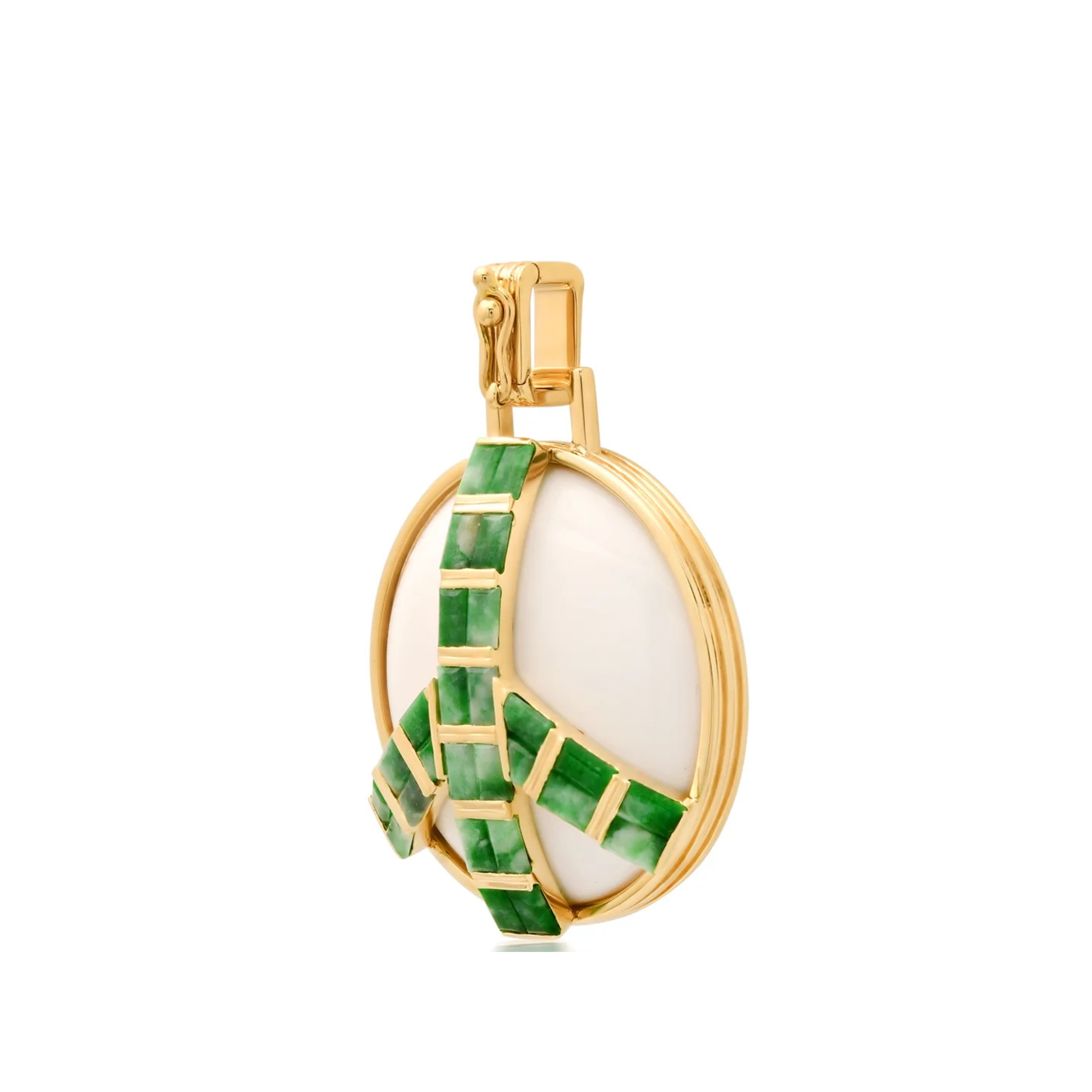 Midsize Peace Pendant in White Onyx and Jade Albite