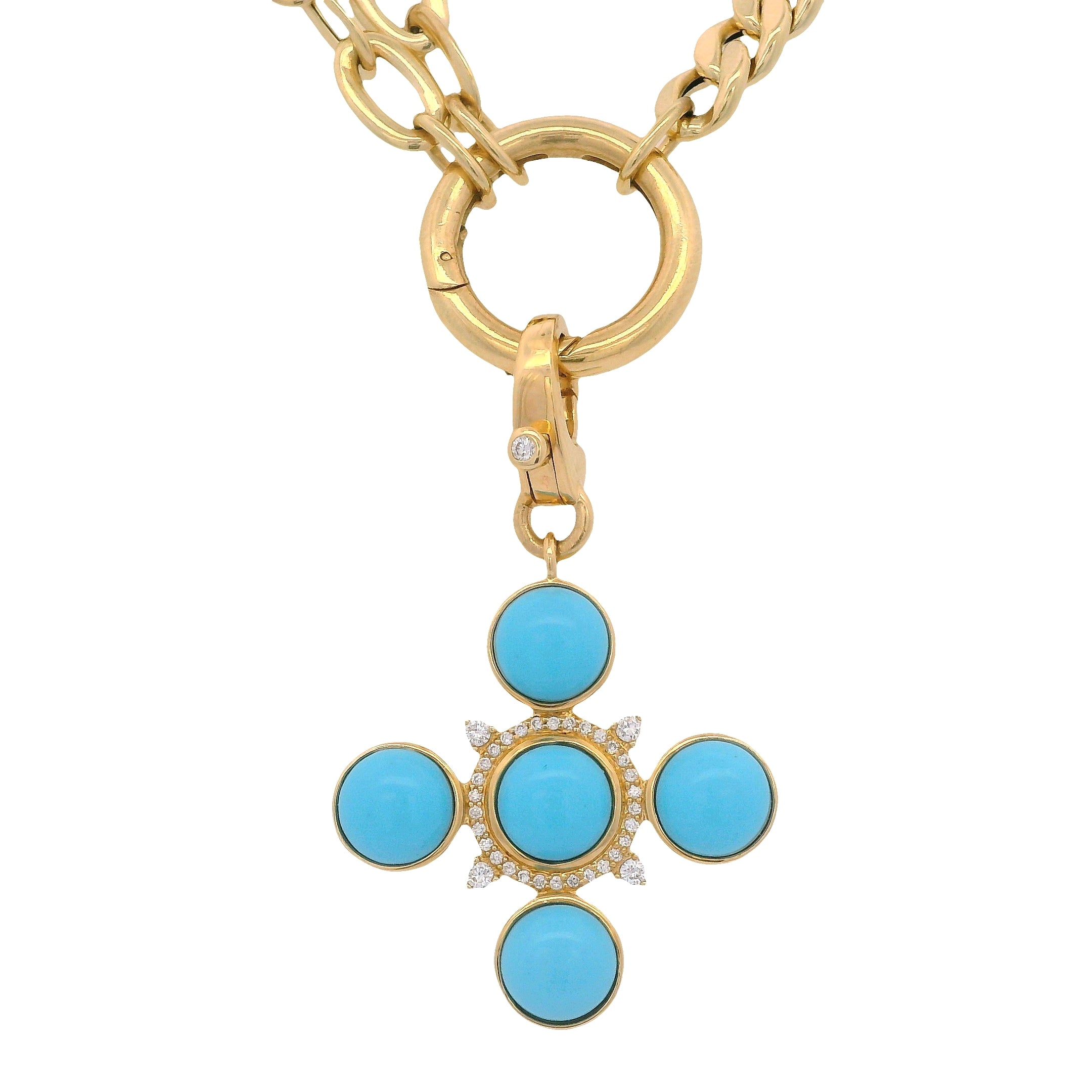 Turquoise & Diamond Cross Charm