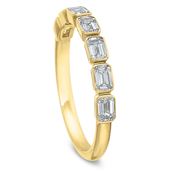Bezeled East/West Emerald Cut Diamond Anniversary Band