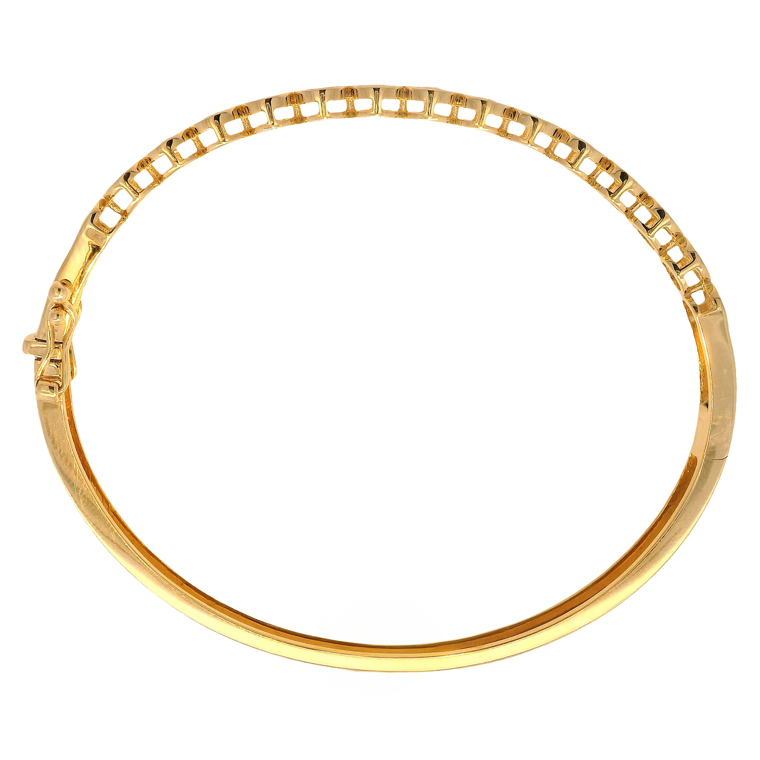 Fluted Bezel Round Diamond Station Bangle