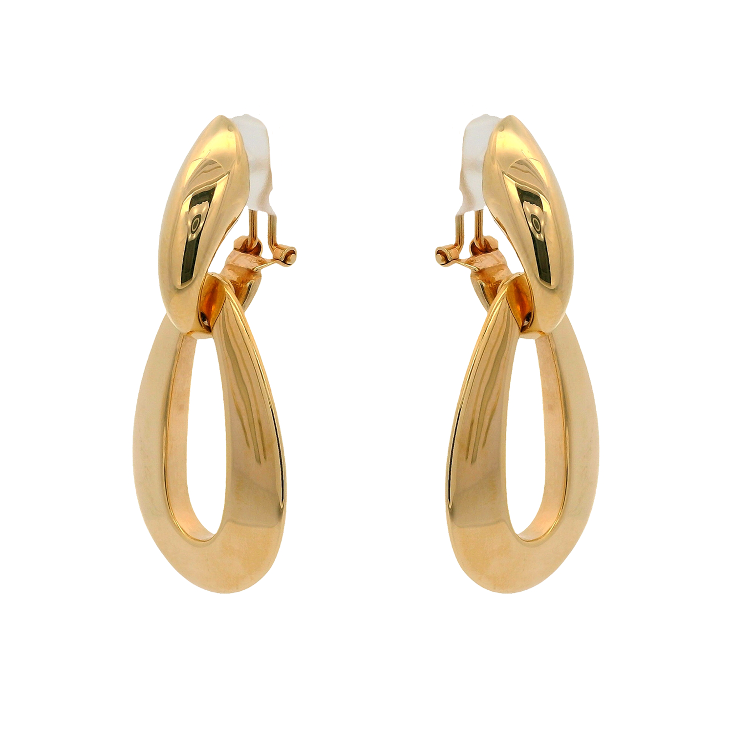 Double-Drop Flat Link Hoop Earrings