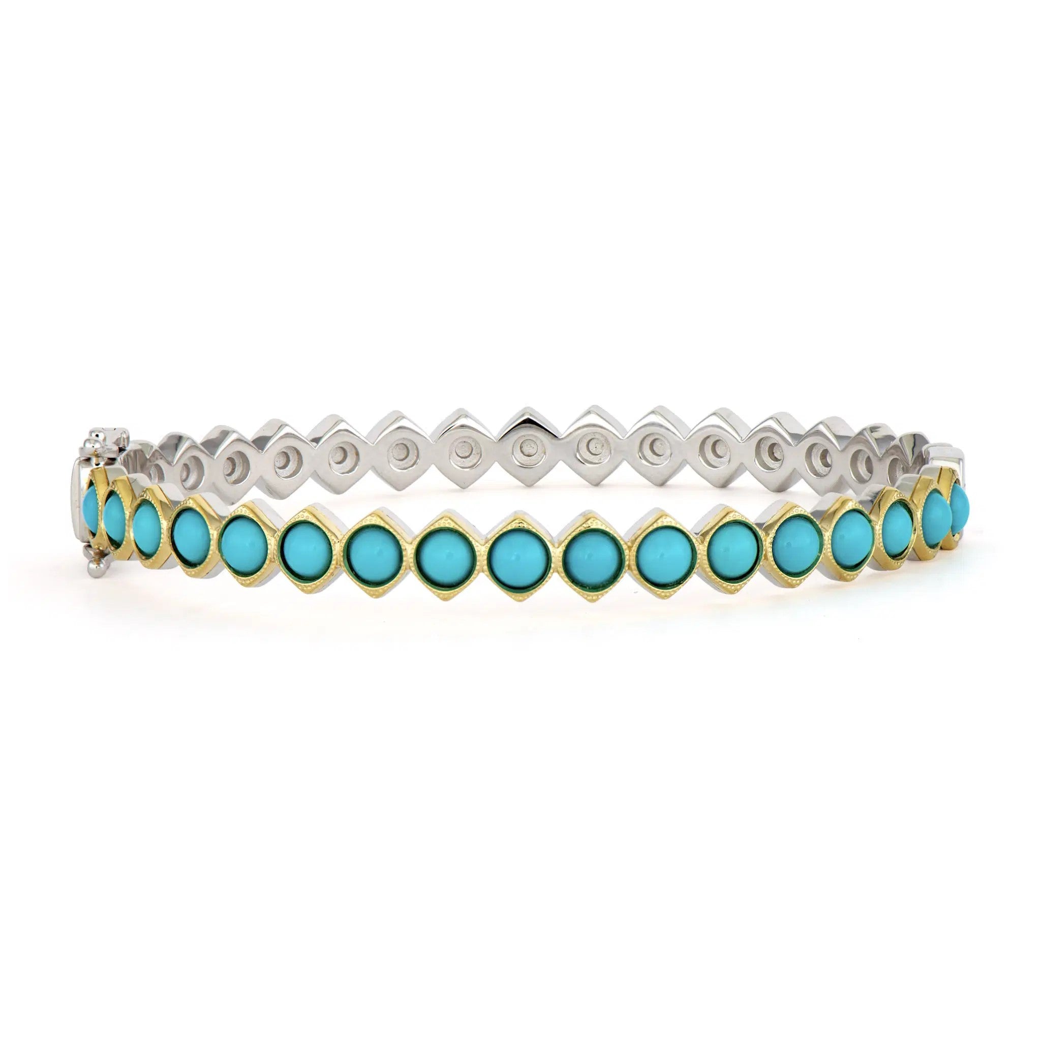 Wish on a Star Two-Toned Bezel Turquoise Bangle